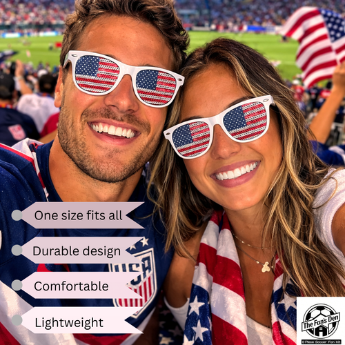 USA Fan Kit, 6-in-1 Celebration Prop Set with Flag Sunglasses, Hand Clapper, Scarf, Bracelet, Whistle and Face Paint